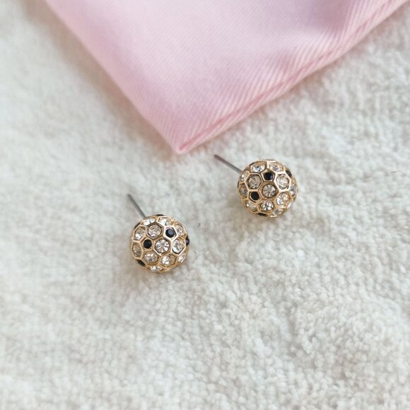 New Kate Spade Gold Stud Earrings - On The Ball Black Multi - Picture 3 of 3